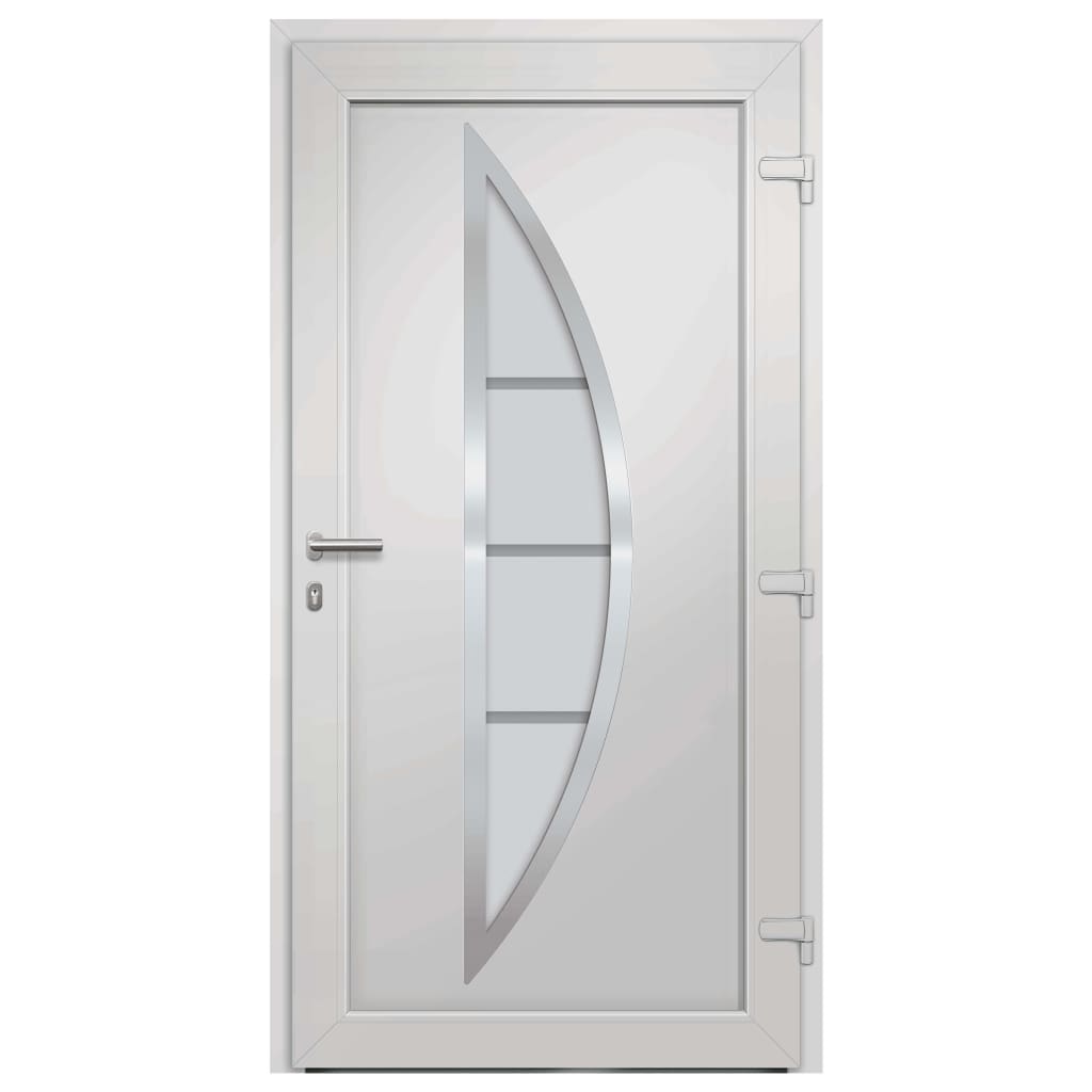 Porta di Ingresso Bianca 108x200 cm in PVC con Vetro di Sicurezza