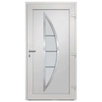 Porta di Ingresso Bianca 108x200 cm in PVC con Vetro di Sicurezza