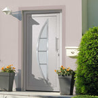 Porta di Ingresso Bianca 108x200 cm in PVC con Vetro di Sicurezza