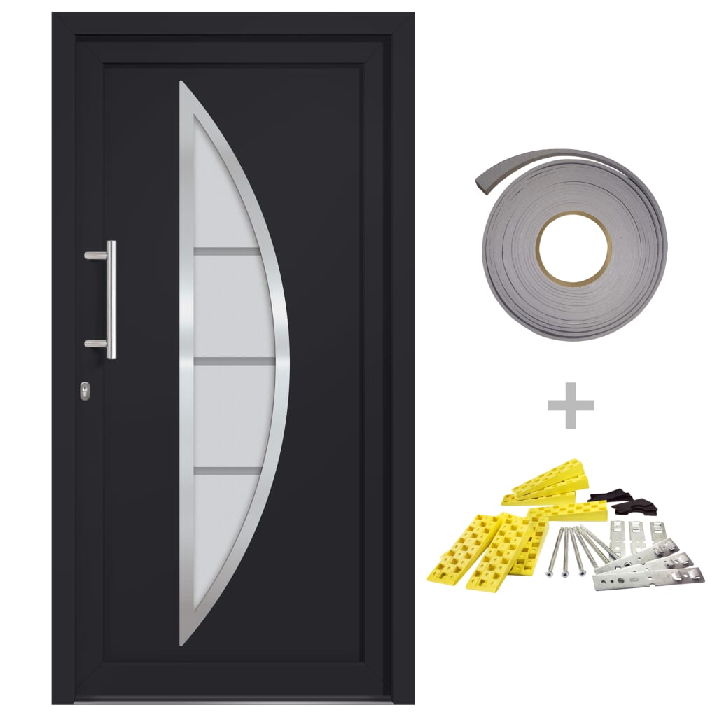 Porta d'Ingresso Antracite 98x190 cm PVC Isolante