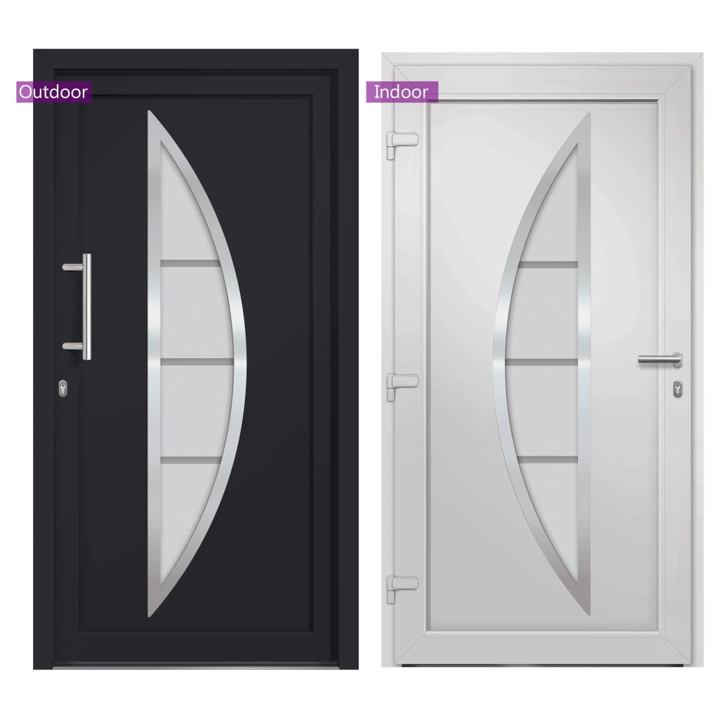 Porta d'Ingresso Antracite 98x190 cm PVC Isolante