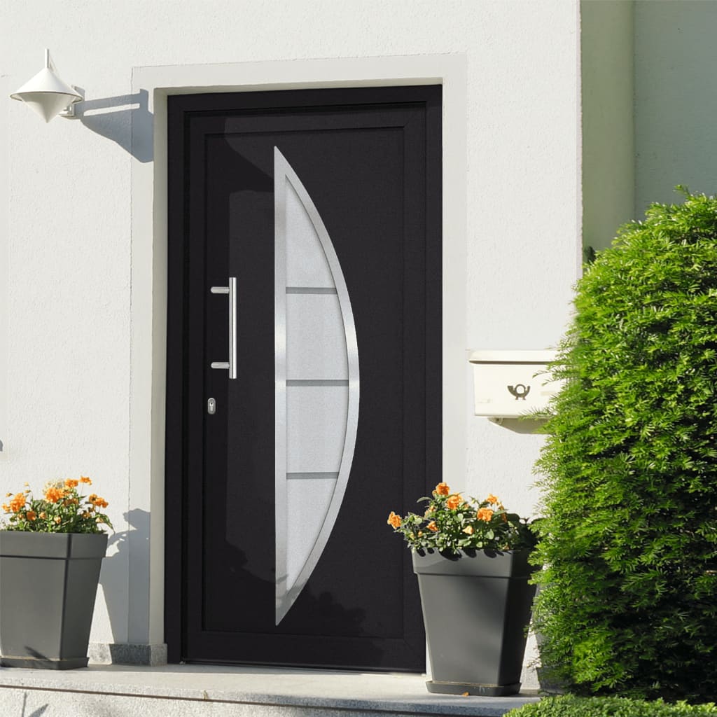 Porta d'Ingresso Antracite 98x190 cm PVC Isolante
