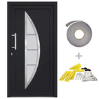 Porta di Ingresso Antracite 98x208 cm - PVC con Vetro Isolante