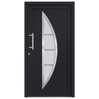 Porta di Ingresso Antracite 98x208 cm - PVC con Vetro Isolante