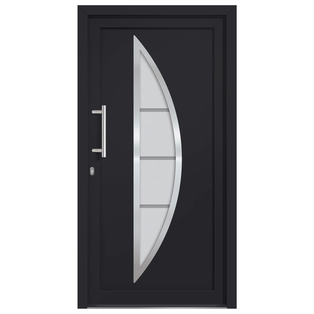 Porta di Ingresso Antracite 98x208 cm - PVC con Vetro Isolante