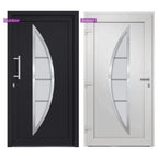 Porta di Ingresso Antracite 98x208 cm - PVC con Vetro Isolante