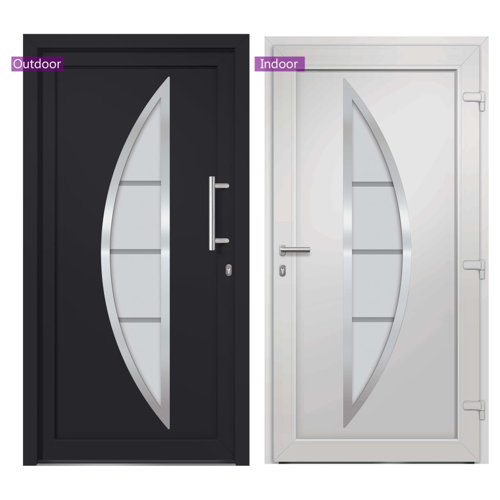 Porta d'Ingresso Antracite 98x200 cm in Alluminio e PVC