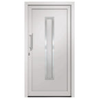 Porta d'Ingresso Bianca 88x200 cm in PVC con Vetro Isolante