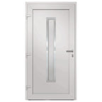 Porta d'Ingresso Bianca 88x200 cm in PVC con Vetro Isolante