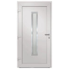 Porta d'Ingresso Bianca 108x200 cm in PVC con Vetro Isolante e Sistema di Sicurezza a 5 Punti