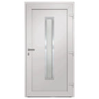 Porta di Ingresso Bianca 98x190 cm PVC con Vetro Isolante