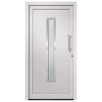 Porta d'Ingresso in PVC Bianca 98x208 cm con Vetro Isolante