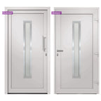 Porta d'Ingresso in PVC Bianca 98x208 cm con Vetro Isolante