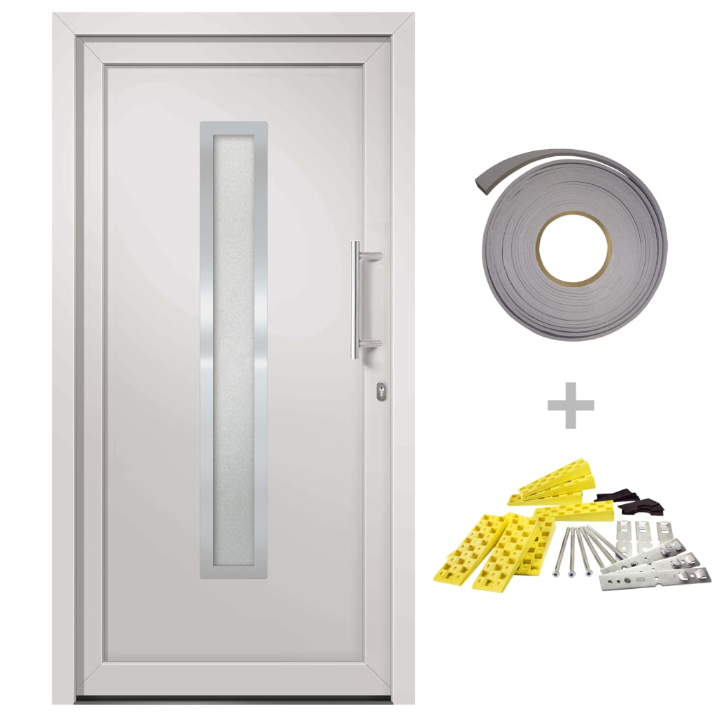 Porta di Ingresso Bianca 108x200 cm PVC Alluminio