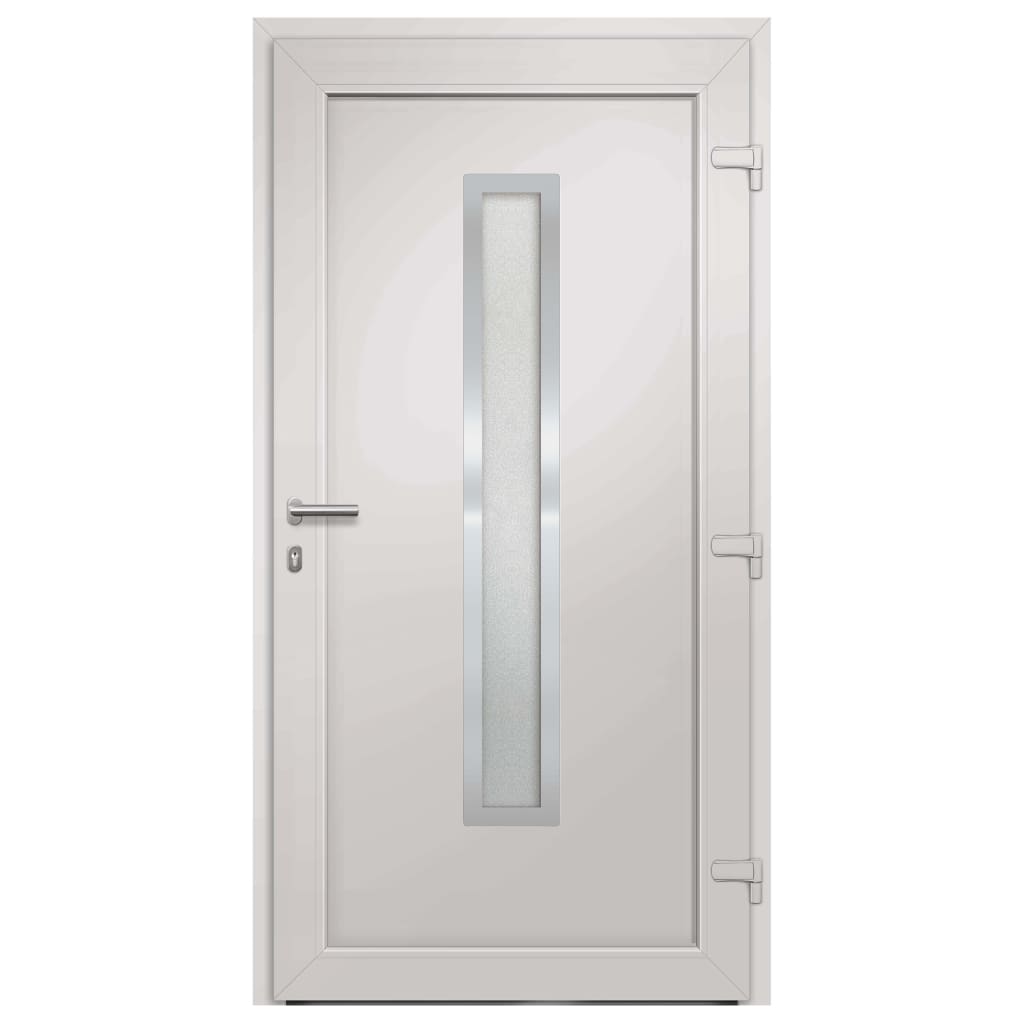 Porta di Ingresso Bianca 108x200 cm PVC Alluminio