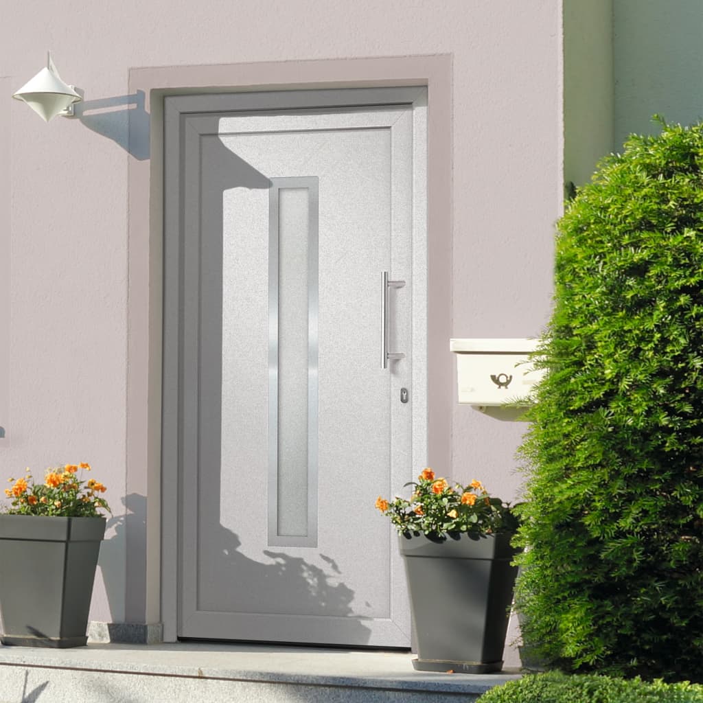Porta di Ingresso Bianca 108x200 cm PVC Alluminio