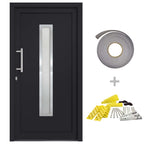 Porta d'Ingresso Antracite 108x208 cm con Vetro Isolante e Serrature a Fungo