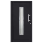Porta d'Ingresso Antracite 98x200 cm in PVC con Vetro Isolante