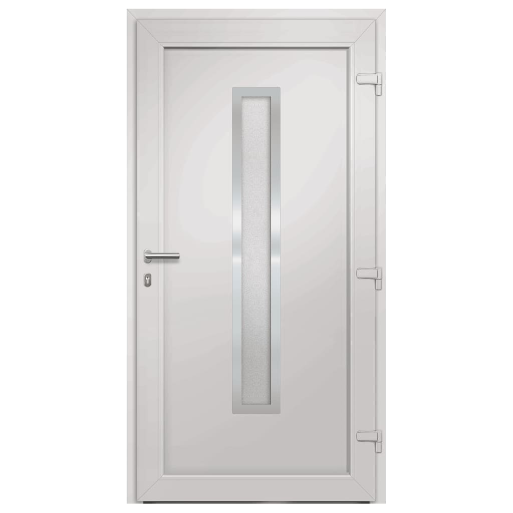 Porta d'Ingresso Antracite 98x200 cm in PVC con Vetro Isolante