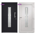 Porta d'Ingresso Antracite 98x200 cm in PVC con Vetro Isolante
