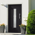 Porta d'Ingresso Antracite 98x208 cm in Alluminio con Vetro Isolante
