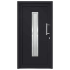 Porta di Ingresso Antracite 108x208 cm in PVC con Vetro Isolante