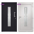 Porta di Ingresso Antracite 108x208 cm in PVC con Vetro Isolante