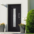 Porta di Ingresso Antracite 108x208 cm in PVC con Vetro Isolante