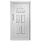 Porta d'Ingresso Bianca 88x190 cm in PVC e Alluminio