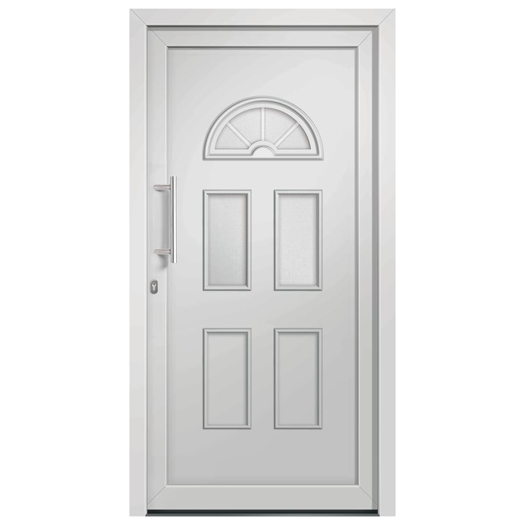 Porta d'Ingresso Bianca 88x190 cm in PVC e Alluminio