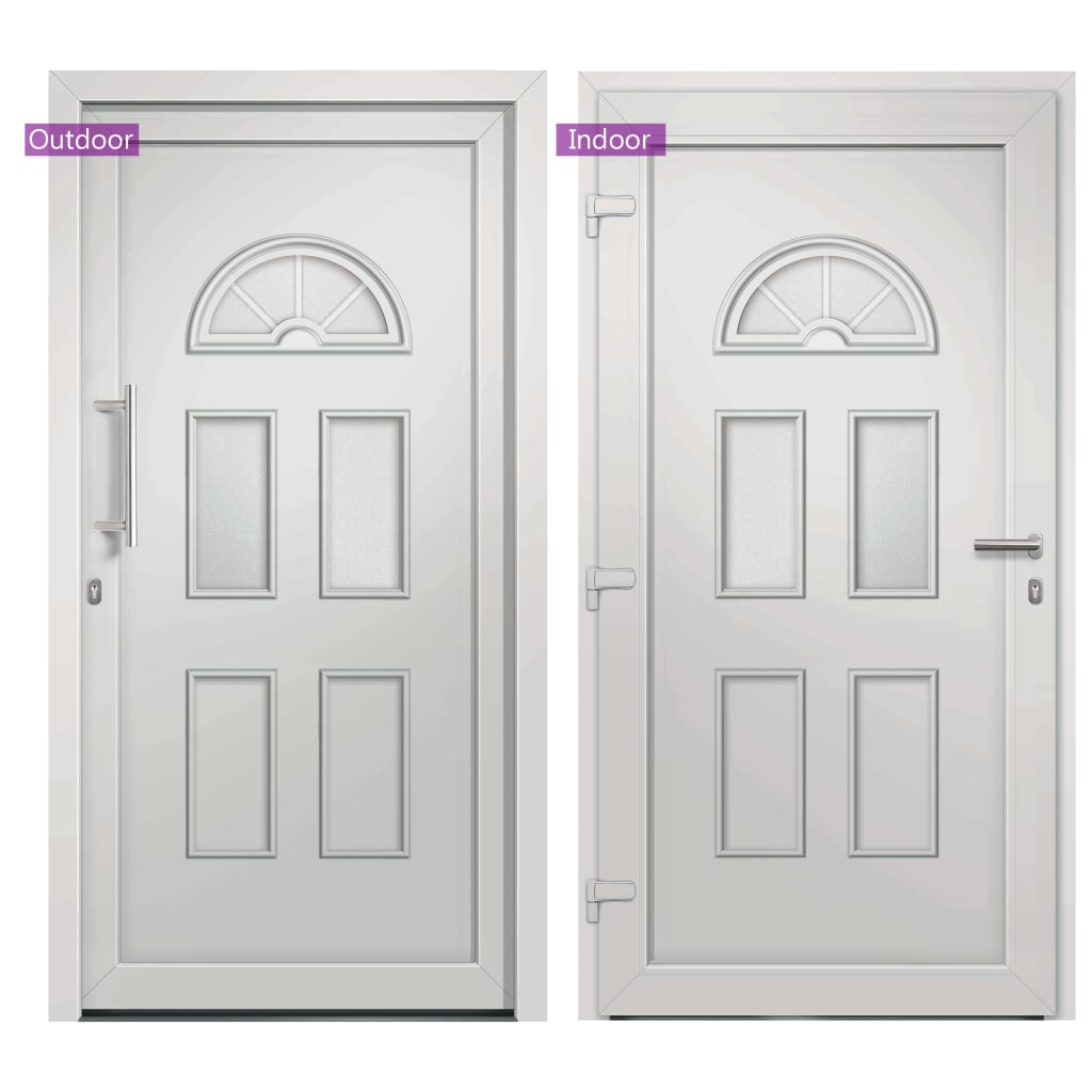Porta d'Ingresso Bianca 88x190 cm in PVC e Alluminio