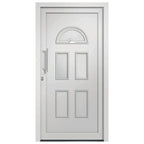 Porta di Ingresso Bianca 98x198 cm in PVC con Vetri Isolanti