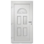 Porta di Ingresso Bianca 98x198 cm in PVC con Vetri Isolanti