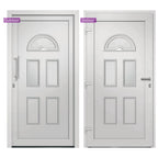 Porta di Ingresso Bianca 98x198 cm in PVC con Vetri Isolanti
