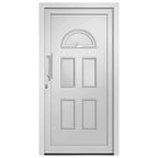Porta di Ingresso Bianca 98x208 cm in PVC con Vetri Isolanti