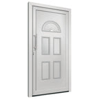 Porta di Ingresso Bianca 98x208 cm in PVC con Vetri Isolanti