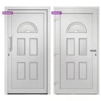 Porta di Ingresso Bianca 98x208 cm in PVC con Vetri Isolanti