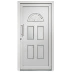 Porta d'Ingresso Bianca 110x210 cm PVC Telaio Rinforzo Acciaio