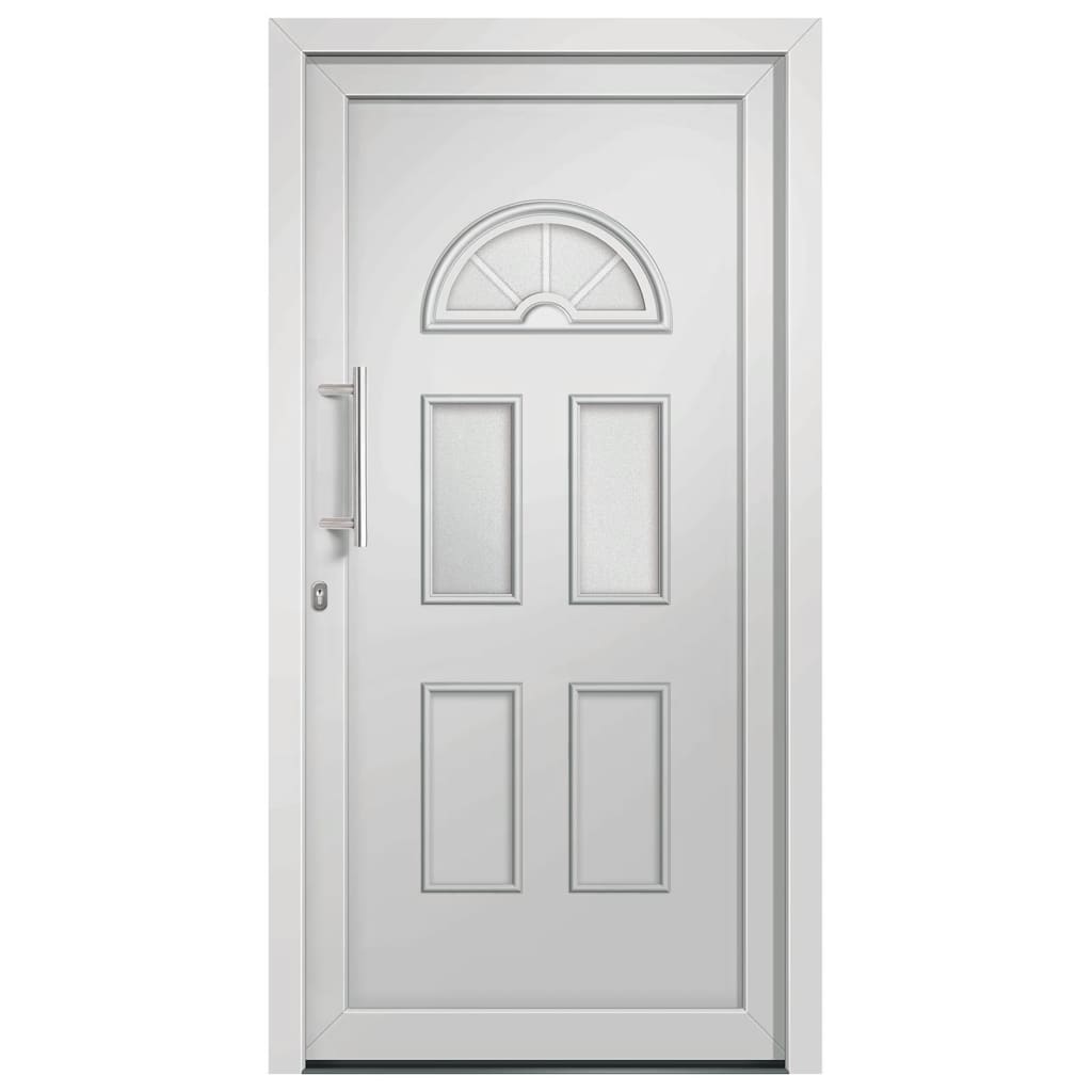 Porta d'Ingresso Bianca 110x210 cm PVC Telaio Rinforzo Acciaio