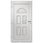Porta d'Ingresso Bianca 110x210 cm PVC Telaio Rinforzo Acciaio
