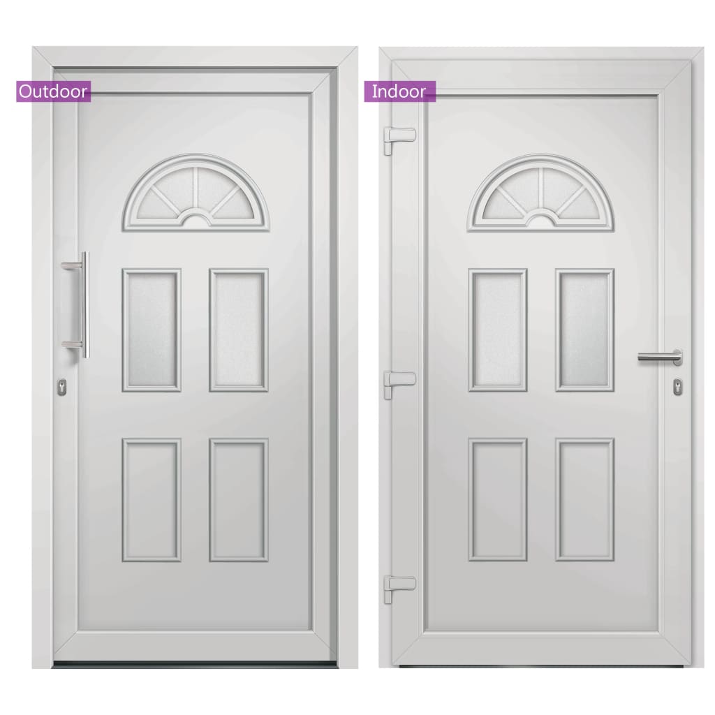Porta d'Ingresso Bianca 110x210 cm PVC Telaio Rinforzo Acciaio
