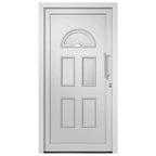 Porta d'ingresso bianca 98x198 cm in PVC con vetri isolanti e serrature a fungo