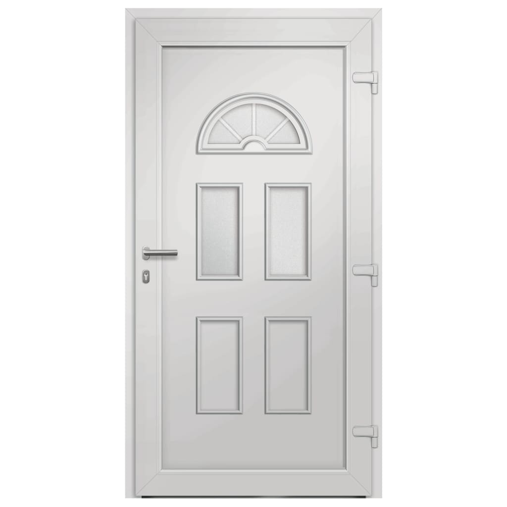 Porta di Ingresso Bianca 88x200 cm - PVC con Vetri Isolanti