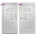 Porta di Ingresso Bianca 88x200 cm - PVC con Vetri Isolanti