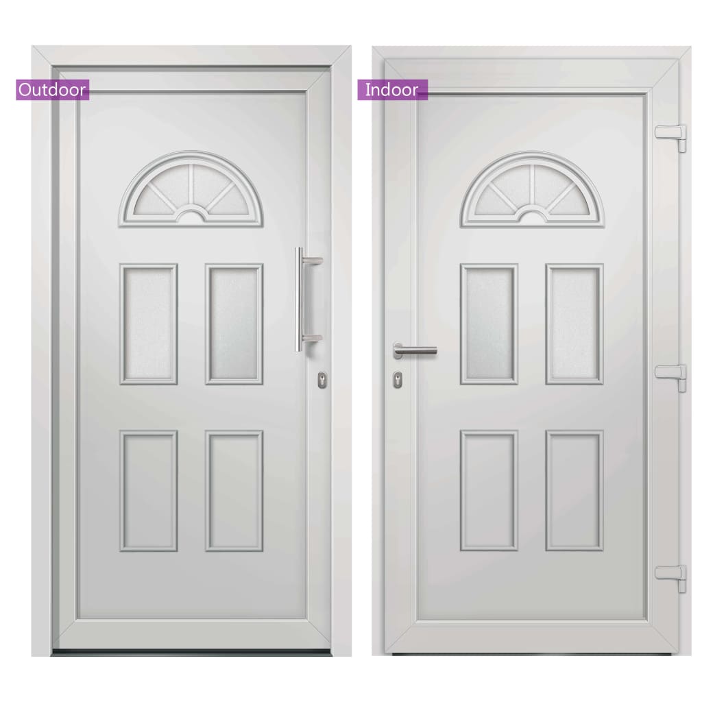 Porta di Ingresso Bianca 88x200 cm - PVC con Vetri Isolanti