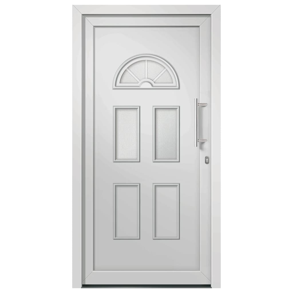Porta d'ingresso in PVC bianca 88x208 cm con vetri isolanti e serrature a fungo