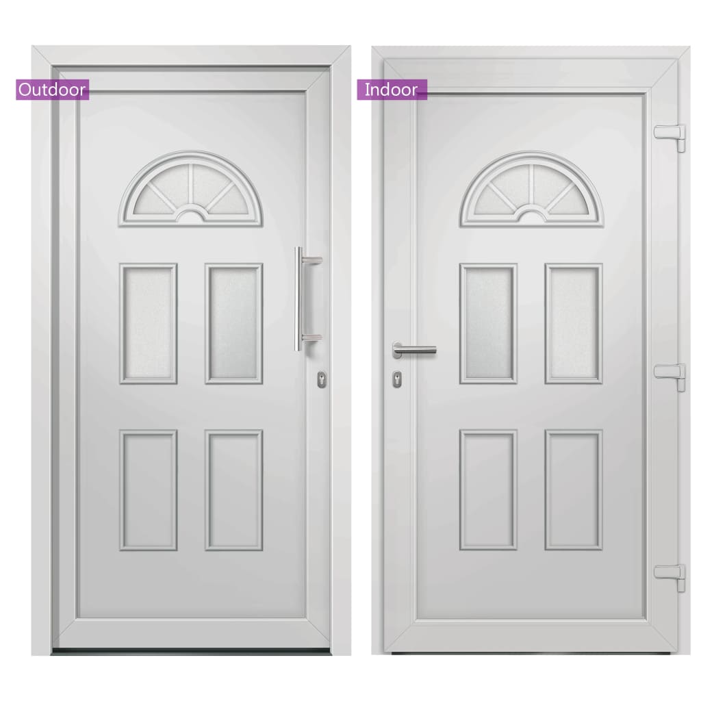 Porta d'ingresso in PVC bianca 88x208 cm con vetri isolanti e serrature a fungo