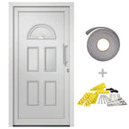 Porta d'Ingresso Bianca 98x208 cm in PVC con Vetri Isolanti e Serrature a Fungo