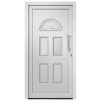 Porta d'Ingresso Bianca 98x208 cm in PVC con Vetri Isolanti e Serrature a Fungo