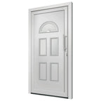 Porta d'Ingresso Bianca 98x208 cm in PVC con Vetri Isolanti e Serrature a Fungo